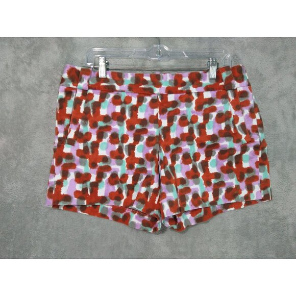 J Crew Shorts Womens 10 Water Color Chino Flat Front Stretch Mid Rise Hippie - Picture 1 of 9